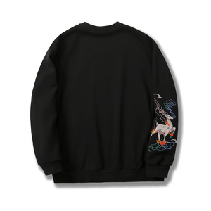Camiseta deportiva informal con estampado de bordado a la moda para hombre, de cuello redondo de manga larga Camiseta negra, soporte de <span class=keywords><strong>Saga</strong></span> de punto de manga larga - Product Image 2