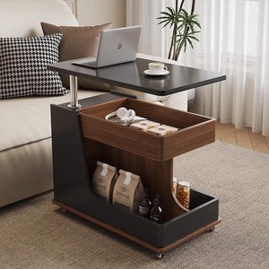 Phong cách hiện đại Gỗ + kim loại hình chữ nhật màu đen Bàn cà phê với 2 tầng của lưu trữ đồ nội thất phòng khách - Product Image 4