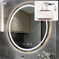 Espejo LED Inteligente de 12V 12W con Interruptor Táctil, Fuente de Alimentación Integrada, Pantalla de Hora y Temperatura, Sensor Antivaho para Espejo de Baño
