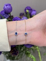 Bijoux en or 18 carats à la mode minimaliste 1.5CT Bracelet en saphir naturel taille ovale pour femmes filles bijoux anniversaire/cadeau de noël