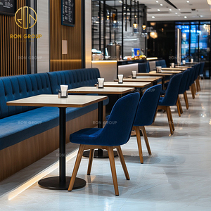 Moderno Terciopelo Azul cuadrado de madera cafetería Hotel restaurante silla Mesa sofá cabina muebles sofá cabina para cafetería - Product Image 1