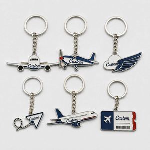 Porte-clés d'avion personnalisés de haute qualité en gros, souvenirs de voyage aviation, porte-clés métalliques pour compagnies aériennes - Product Image 1