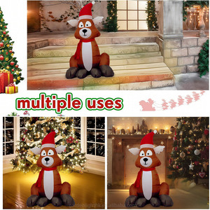 Petit décor intérieur et extérieur personnalisé 4FT mignon chien gonflable avec chapeau de Noël pour la maison jardin pelouse fête de vacances - Product Image 4