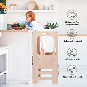 Tabouret d'apprentissage en bois pour enfants avec planche à dessin <span class=keywords><strong>tour</strong></span> de support de cuisine pour tout-petits chaises pour enfants - Product Image 2