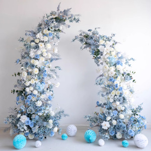 Arche de fleurs artificielles bleu dégradé pour mariage, banquet, table de desserts, panneau de bienvenue, décoration de fond de table, décoration de fête à domicile - Product Image 1