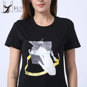 Sólido verano Tops <span class=keywords><strong>mujer</strong></span> T camisas negro de impresión de algodón de manga corta T <span class=keywords><strong>camisa</strong></span> - Product Image 6