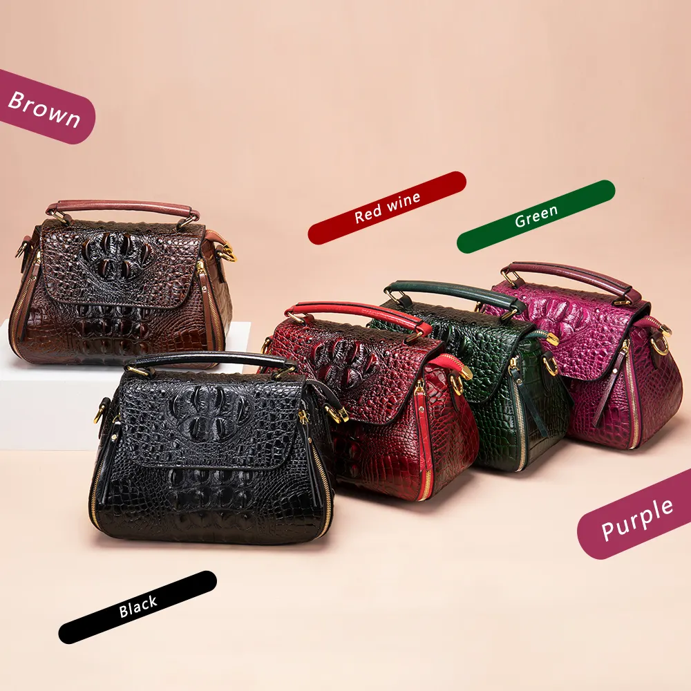 OEM Drop Shopping Vintage Ladies Genuine Leather Crossbody Shoulder hand bag For Women female Crocodile Satchel women's handbags