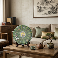 Assiette murale en céramique artisanale, peinte à la main, motif chou, insecte, chauve-souris, pêche, style oriental, décorative, porte-bonheur