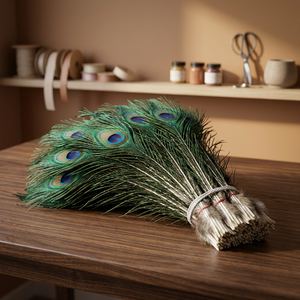 Plumas de pavo real teñidas naturalmente en verde y azul para disfraces de carnaval, danza y manualidades. - Product Image 2