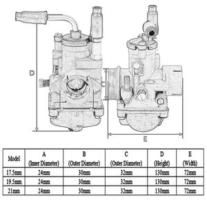 Carburateur PHBG AD 17,5 mm 19,5 mm 21 mm pour Dellorto <span class=keywords><strong>MBK</strong></span> 51 Peugeot 103 Aprilia 50 <span class=keywords><strong>50cc</strong></span> 100cc <span class=keywords><strong>Scooter</strong></span> Mobylette 2 Temps - Product Image 4