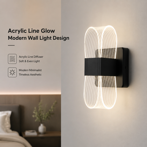 Applique murale LED acrylique moderne 10W CCT sélectionnable, décorative pour intérieur, chambre, salon, couloir - Product Image 2