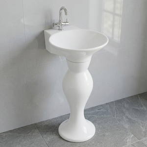 Lavabo de pedestal de cerámica de una pieza, lavabo de baño moderno para uso sanitario de Hotel, al mejor precio de fábrica de China - Product Image 1