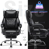 Chaise d'ordinateur confortable et robuste en cuir PU à dossier haut Chaise de bureau exécutive avec repose-pieds pour personnes lourdes