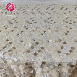 high quality round rectangle luxury elegant shiny embroidery lace sequin champagne table protector table cloth for wedding