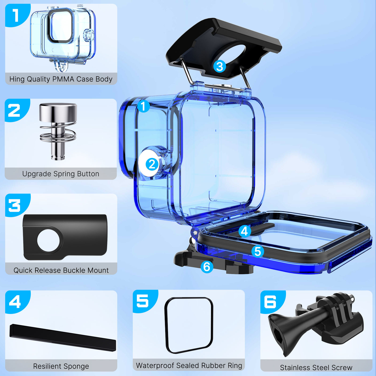 For GoPro Hero 13 12 Black Waterproof Case Housing Diving Protective Underwater Dive Cover 60M for Go Pro 9 10 11 Accessories