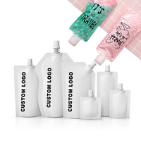 Emballage Doypack en plastique réutilisable imprimé transparent pour jus de fruits congelés, boisson, sachet debout avec bec verseur