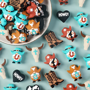 Nuevas Cuentas de Silicona 3D con Diseño de Vaquero del Oeste, Cuentas Creativas de Dibujos Animados para Niños, Abalorios para Manualidades, Joyería y Accesorios para la Dentición, Libres de BPA - Product Image 1