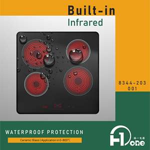 <span class=keywords><strong>Plaque</strong></span> de cuisson infrarouge OEM/ODM intégrée en <span class=keywords><strong>4</strong></span> zones, cuisinière en céramique 6000W 220V avec anneaux lumineux à commande tactile - Product Image 5