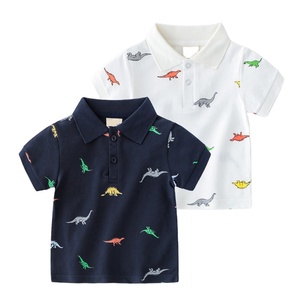 เสื้อโปโลเด็กผู้ชายพิมพ์ลายไดโนเสาร์ลำลองผ้าฝ้ายถักแขนสั้นเสื้อโปโลคอปกฤดูร้อน - Product Image 1