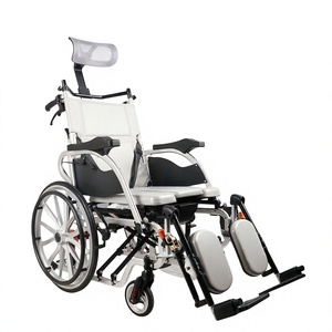 Meilleure Vente Fauteuil Roulant Inclinable en Alliage d'Aluminium, Chaise Commode Manuelle à Dossier Haut avec Frein Unifié, Fourniture Directe Usine - Product Image 1