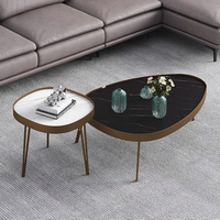 Meuble de salon vintage industriel style loft, rétro chic, en bronze brossé, convertible, pliable, avec plateau en pierre frittée et structure en fer