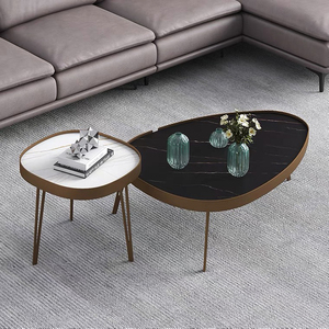 Tavolino da Salotto Vintage Industriale Stile Loft Retrò Chic con Struttura in Ferro Spazzolato Bronzo Convertibile e Pieghevole, Piano in Pietra Sinterizzata - Product Image 2