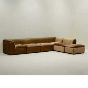 Divano Modulare Stile <span class=keywords><strong>Vintage</strong></span> Melard per Piccoli/Grandi Appartamenti in Tessuto Vellutato Tre Posti Mobile Angolare Imbottito in Spugna - Product Image 5