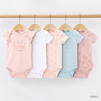 Lot de 5 bodys bébé en coton à manches courtes, barboteuses nouveau-né, styles variés, vêtements pour nourrissons 0-9 mois