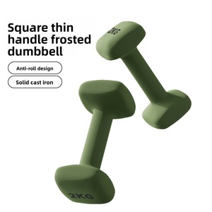 Square Cast Iron <b>Dumbbell</b> Set for Women's Home Fitness-Comfortable Handle & Rubber Coated Arm Muscle Training Equipment - Product Image 3