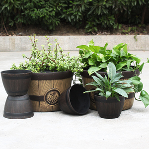 Macetas de <span class=keywords><strong>madera</strong></span> de imitación para el hogar, plantas suculentas de resina de estilo retro para sala de estar, plantas verdes, hojas de dinero, árboles, orquídeas, jardín - Product Image 4