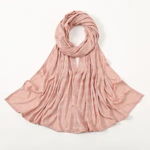 Nieuwe Producten 2022 Bandana Effen Kleur Geruite Hijabs Premium Jersey Sjaal Hijab Sjaal Voor Vrouw