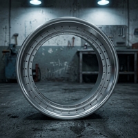 Jante forgée 3 pièces en alliage d'aluminium 6061 T6, polie sur mesure, double déport, déport extérieur de jante 19'' à déport inversé souple, de 12 à 32 pouces