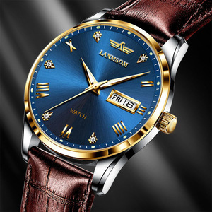 Montre pour homme tout-en-un avec double calendrier, bracelet en cuir, résistante à l'eau, lumineuse - Product Image 4