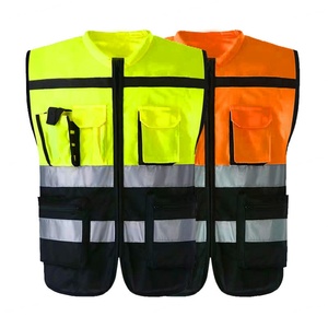 Men's Reflective Safety Vest <b>Heavy</b> <b>Duty</b> Stitching Factory Direct Customizable Logo Construction Pockets Wholesale - Product Image 3