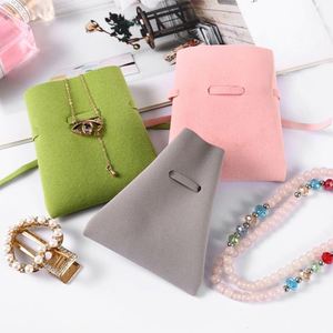 Pochette en velours microfibre double face pour bijoux, sac à fermeture enveloppe, organiseur pour clous et colliers, étui à cordon, emballage cadeau de luxe - Product Image 1