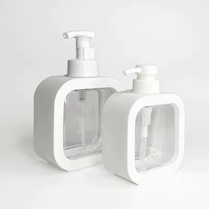 Hot Sale 500ml <b>Empty</b> Lotion Hand Sanitizer Body Wash square Transparent Press Pump Head <b>Plastic</b> <b>Bottles</b> - Product Image 3