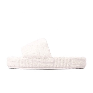 Trendy Flat Towel Slides Flat Sandal Shoes Women Thick Sole <strong>Slippers</strong> - Product Image 5