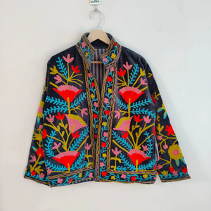 Handmade <b>Velvet</b> Suzani <b>Jacket</b> Ethnic Handcrafted Embroidery Boho Winter Coat nArtistic Festival Wear <b>Women</b> suzani <b>jacket</b> - Product Image 1