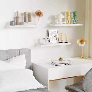 Lot de 3 étagères flottantes modernes en bois blanc de 24 pouces, ensemble mural pour salle de bain, <span class=keywords><strong>cuisine</strong></span>, <span class=keywords><strong>salon</strong></span> - Product Image 2