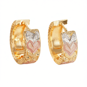 Orecchini a Cerchio Multicolore a Forma di Cuore E4510, Placcati in Oro, in Lega di Zinco, Gioielli di Moda per Donne - Product Image 1