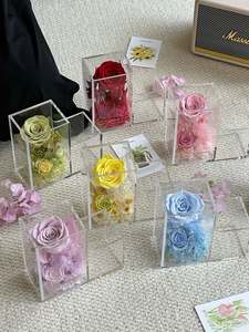 Rosa Decorativa in Scatola Regalo in Acrilico, Fiore Eterno Vero, Testa di Rosa Stabilizzata per Natale e San Valentino - Product Image 3