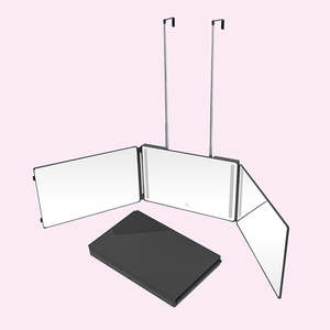 Best Selling Trifold Wall Mounted Self Hair Cut <b>360</b> <b>Mirrors</b> 3 Way Folding <b>Mirror</b> With Height Adjustable Telescoping Hooks - Product Image 1