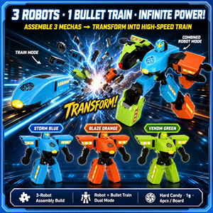 <span class=keywords><strong>Jouet</strong></span> robot méca transformable 2-en-1 : robot en train à grande vitesse, double mode, 3 couleurs, bonbons durs, 6 pièces/plateau, vente en gros - Product Image 2