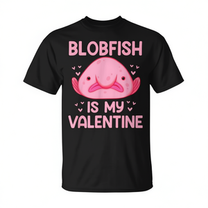 T-shirt Animal Blobfish My Valentine Ugly Cute - T-shirt promozionale per regalo di San Valentino - Product Image 2