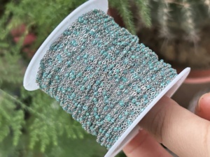 NUOVO Catenina a <span class=keywords><strong>Rosario</strong></span> Personalizzabile in Acciaio Inossidabile con Perline a Sfera Smaltate Glitterate e Catenina Piatta a Cavo, Vendita all'Ingrosso in Rotoli - Product Image 4