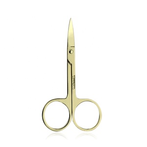 Tijeras profesionales de acero inoxidable para cejas y uñas negras con hoja curva - Product Image 5
