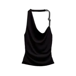 2024 OEM ODM Custom Summer Elegant Acetate Sexy Silk Vest Tank Tops Women Satin Camisole Ladies Silk Top