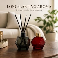 Diffuseur d'arômes de luxe en verre en forme de bouteille, design diamant unique, 200 ml, pour hôtel, avec mini diffuseur à bâtonnets et huile essentielle personnalisée