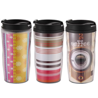 280 ML remplaçable Photo Insert Double paroi en plastique tasse à café bricolage en plastique tasse de voyage avec insertion de papier