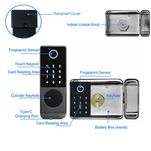 Tuya Smart Lock Doppelseitiges Home Security Finger abdruck Tor Türschloss Digital Smart Rim Lock